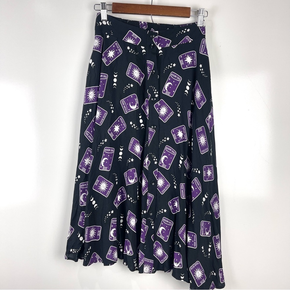 NEW Modcloth x Collectif Tarot Card Midi Megan Skirt Black Purple Size US 4 XS